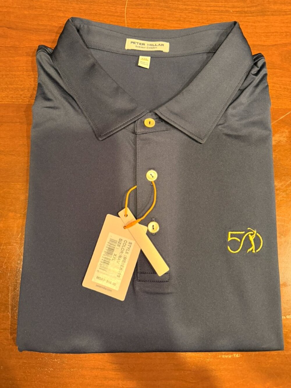 Peter Millar The Players 50th Summer Comfort Navy Golf Polo XXL 2XL NWT